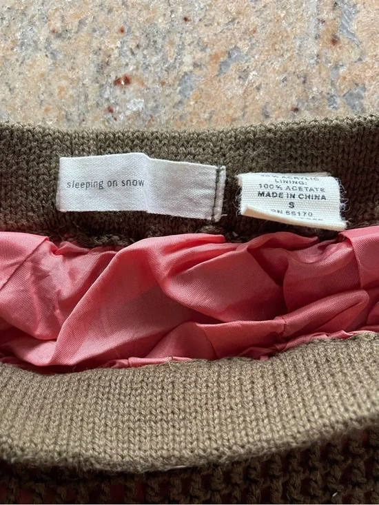 Sleeping on Snow Knit Flared Midi Skirt - Olive - Picture 2 of 6